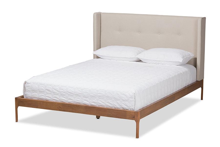 Brooklyn Mid-Century Modern Wood Fabric Platform Bed