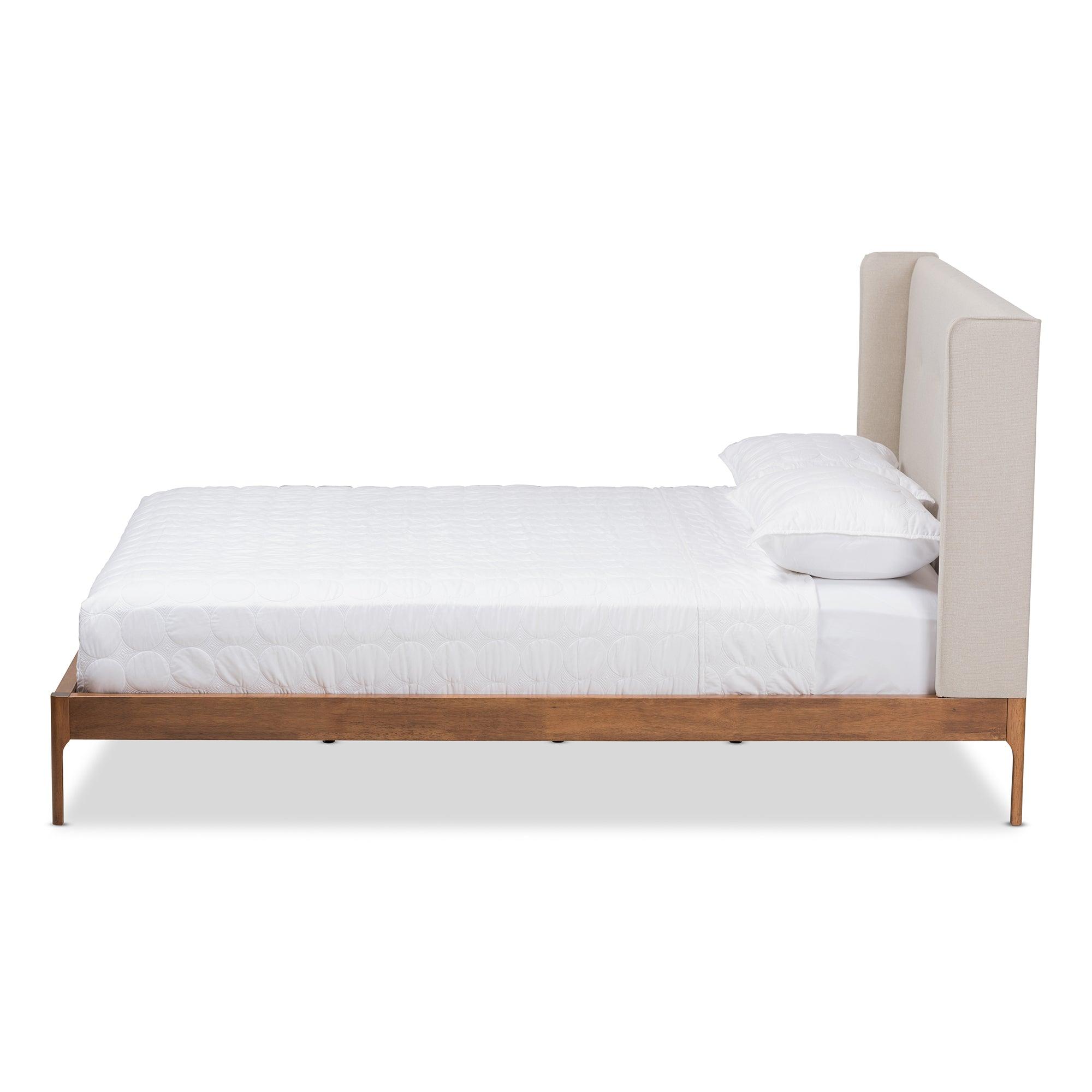Brooklyn Mid-Century Modern Wood Fabric Platform Bed