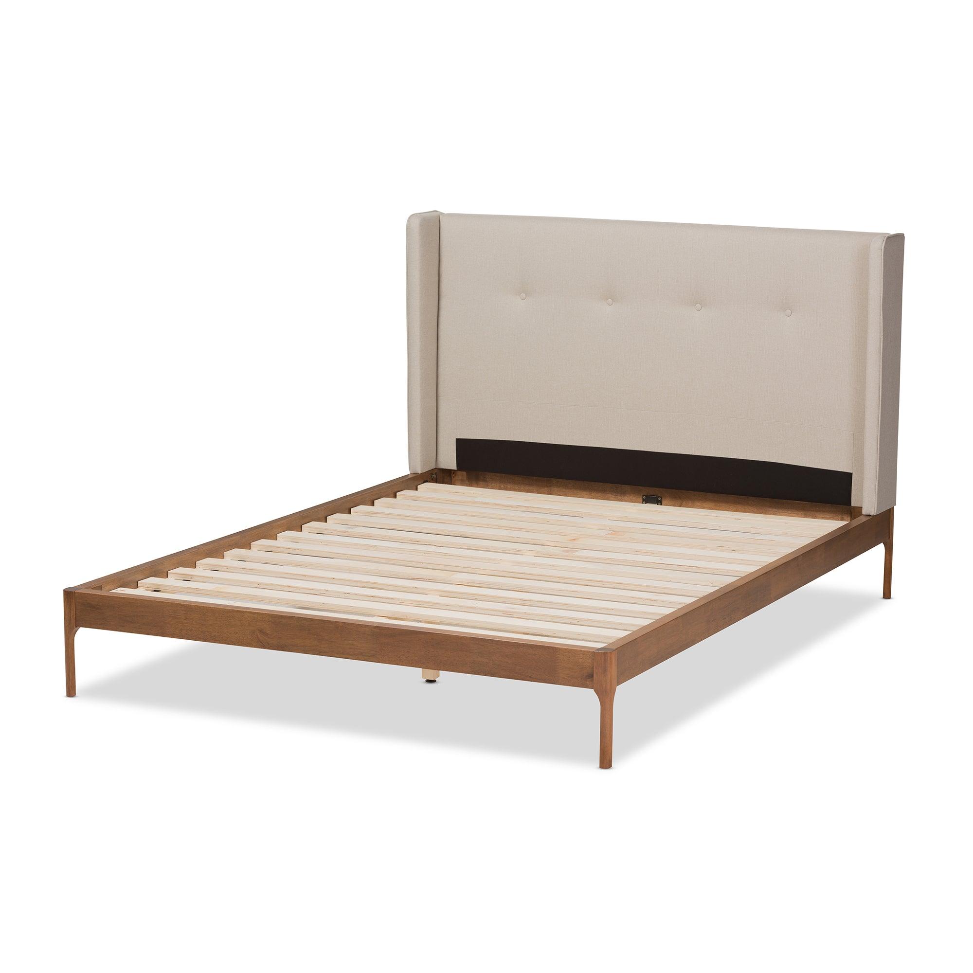 Brooklyn Mid-Century Modern Wood Fabric Platform Bed