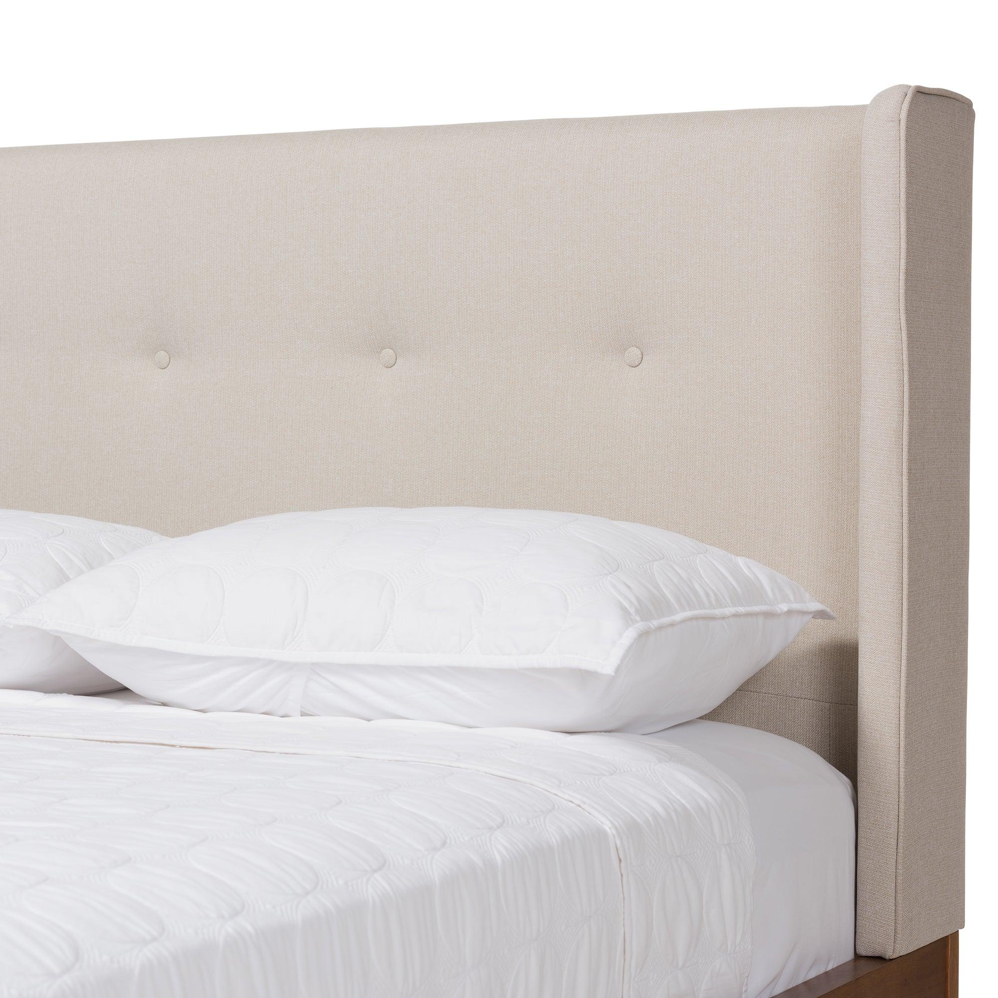 Brooklyn Mid-Century Modern Wood Fabric Platform Bed
