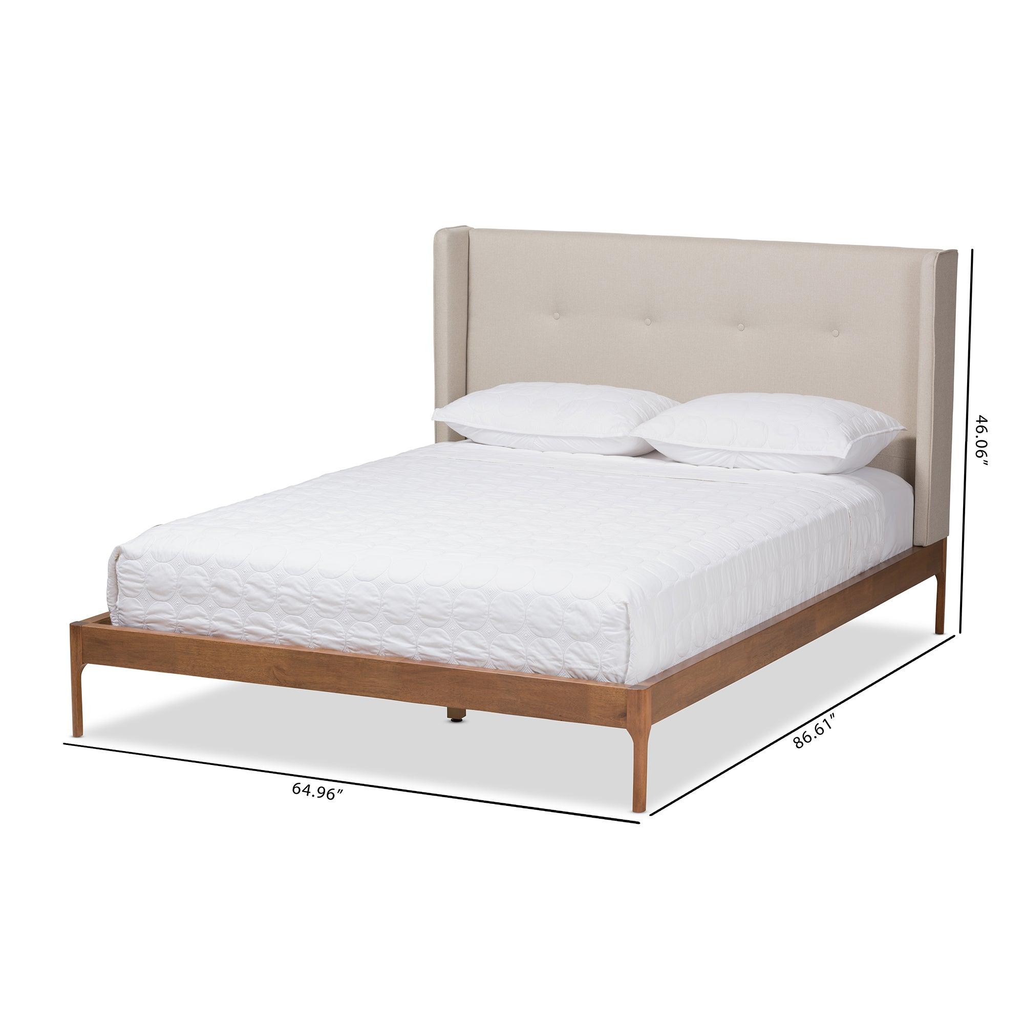 Brooklyn Mid-Century Modern Wood Fabric Platform Bed