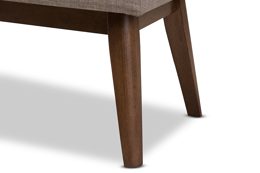 Elia Mid-Century Modern Wood Fabric Button-Tufted Bench