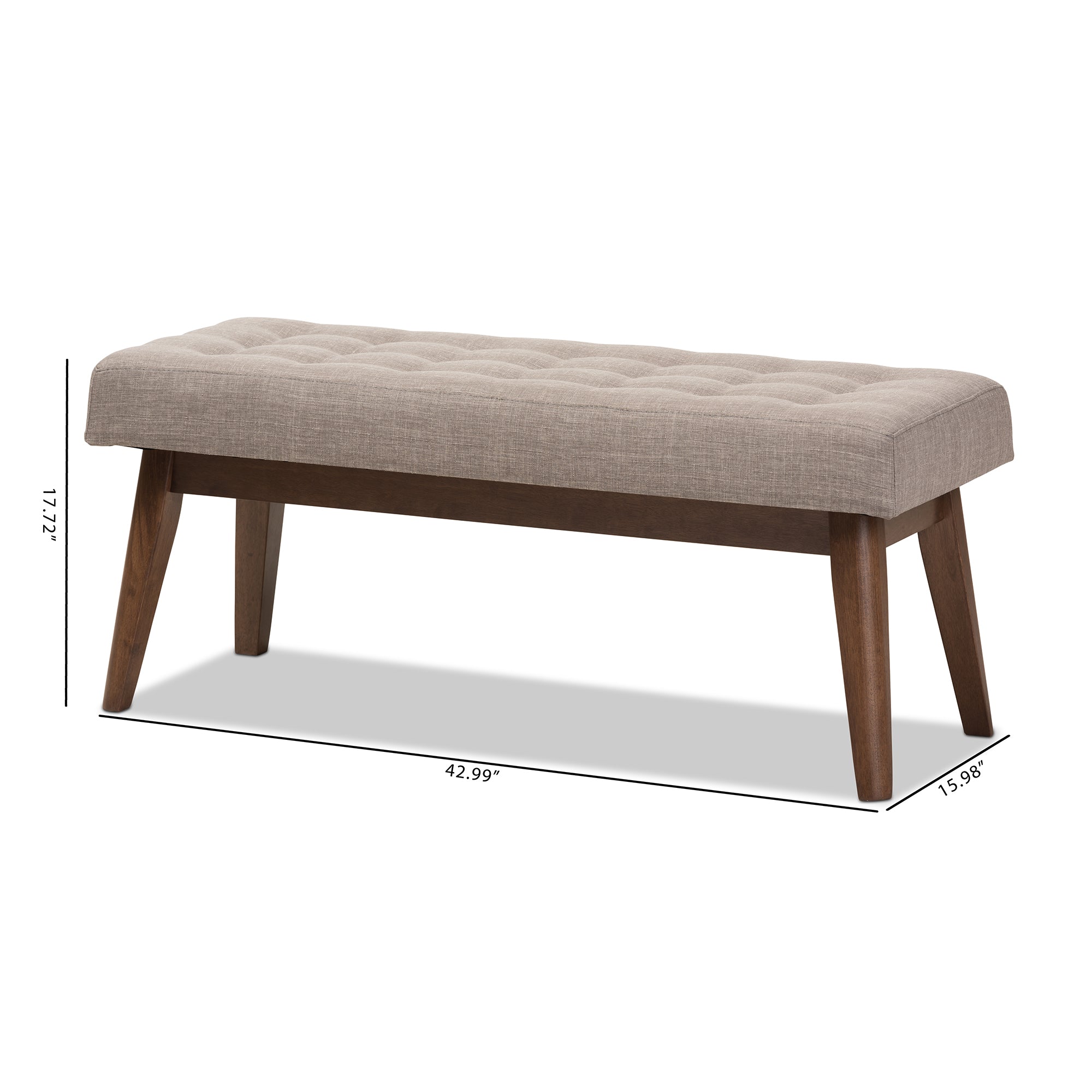 Elia Mid-Century Modern Wood Fabric Button-Tufted Bench