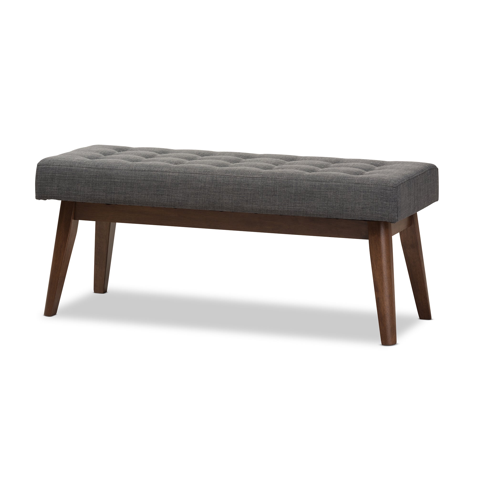 Elia Mid-Century Modern Wood Fabric Button-Tufted Bench