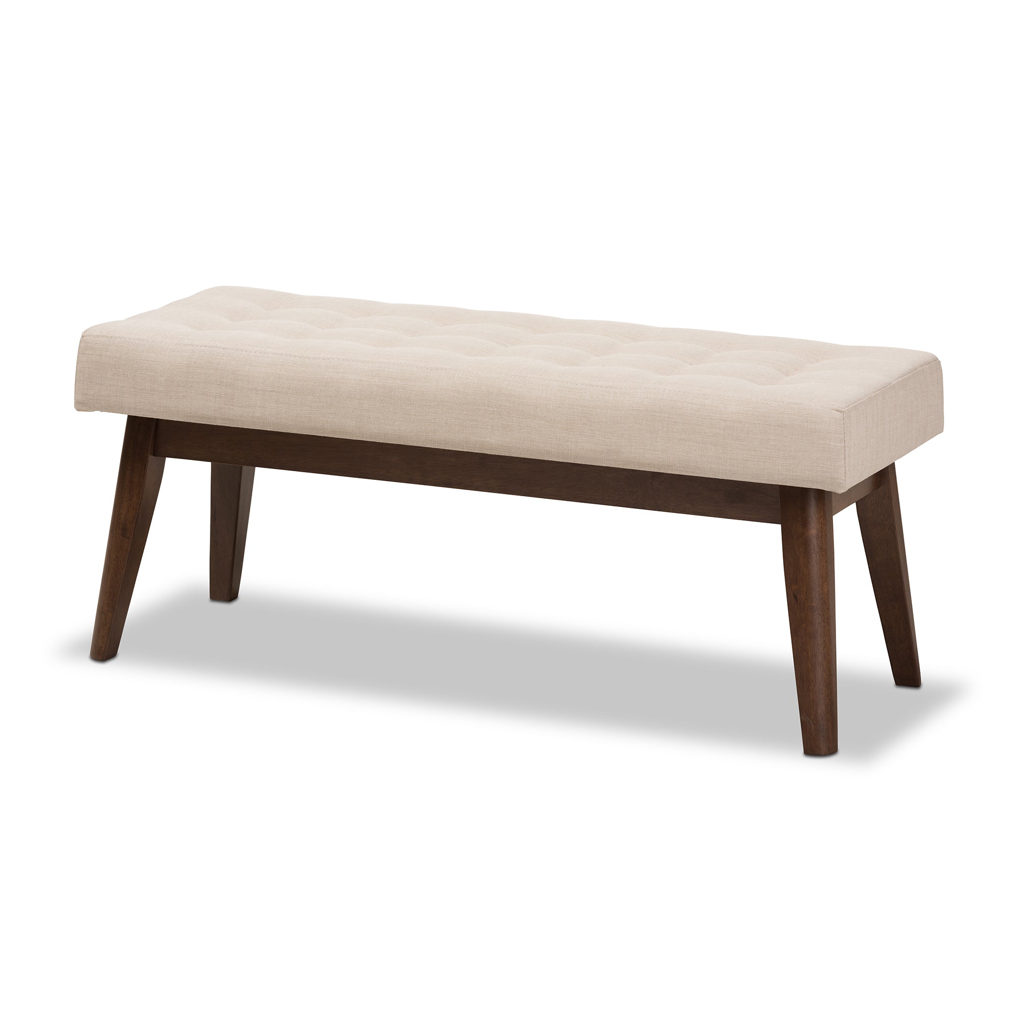 Elia Mid-Century Modern Wood Fabric Button-Tufted Bench