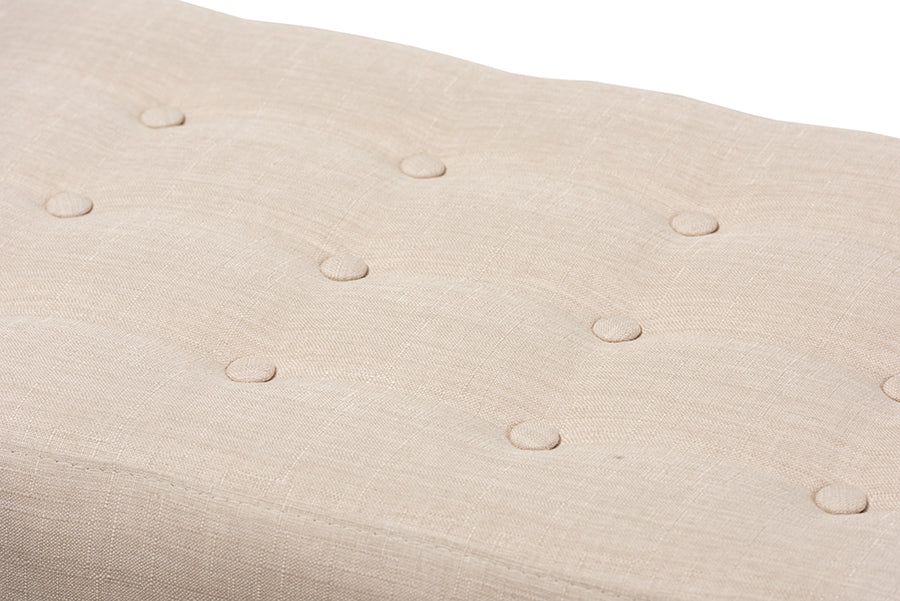 Elia Mid-Century Modern Wood Fabric Button-Tufted Bench
