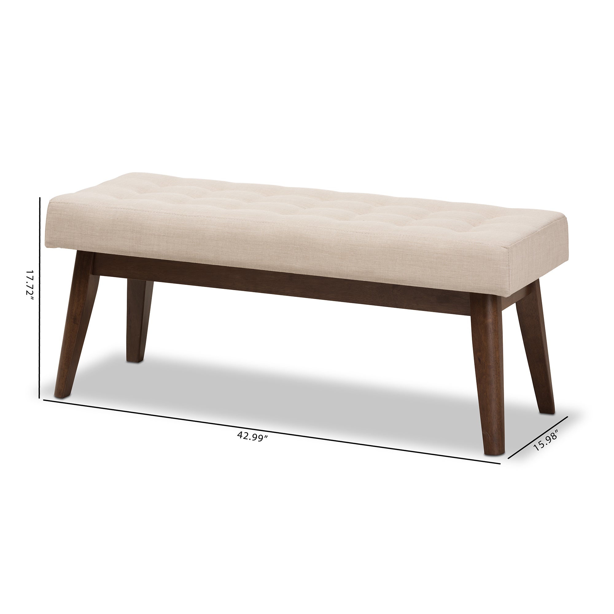 Elia Mid-Century Modern Wood Fabric Button-Tufted Bench
