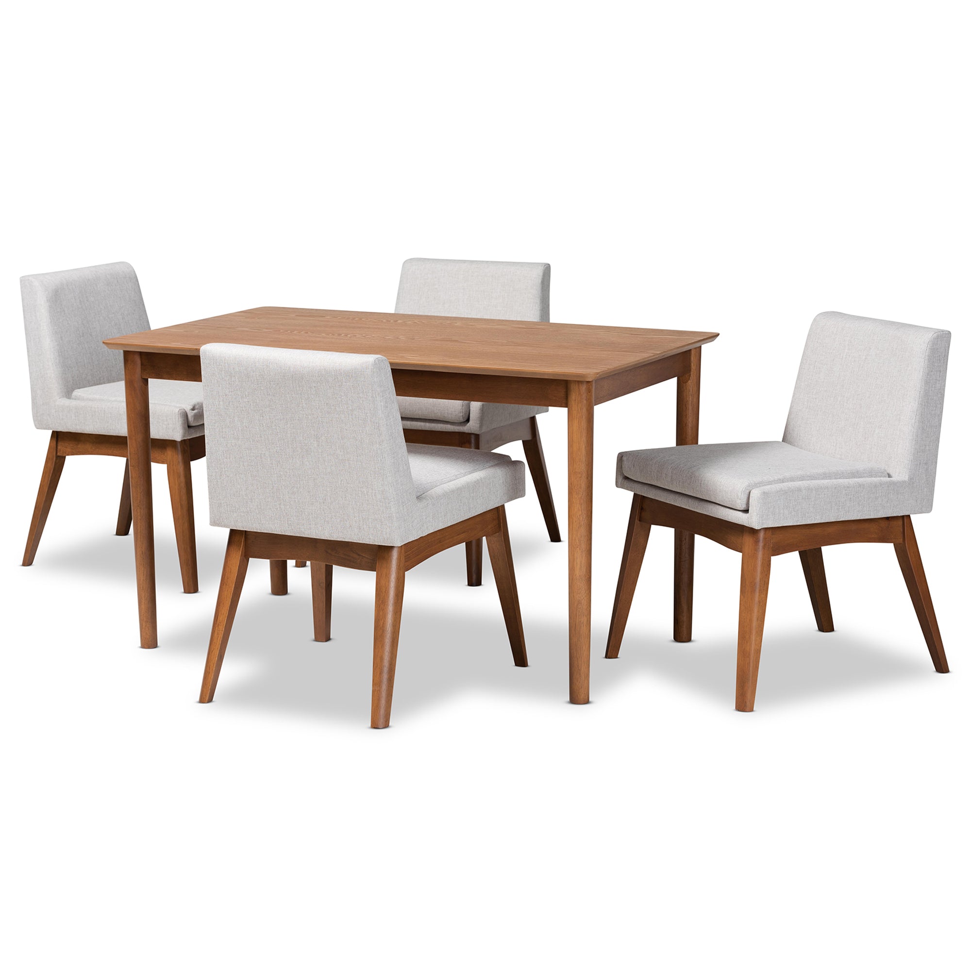 Nexus Mid-Century Modern Fabric Upholstered and Finished Wood 5-Piece Dining Set