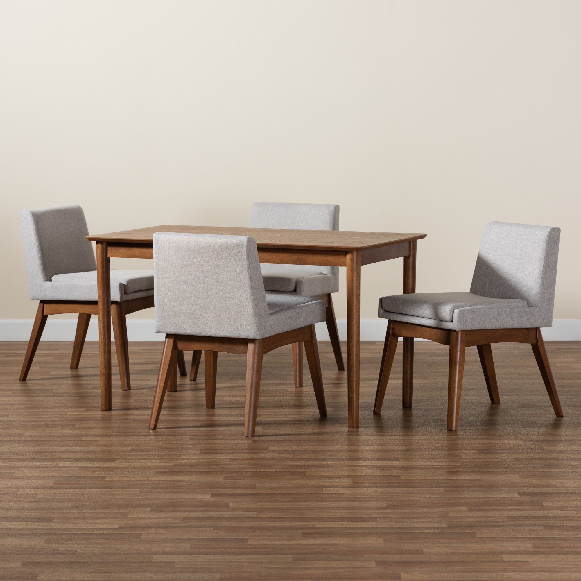 Nexus Mid-Century Modern Fabric Upholstered and Finished Wood 5-Piece Dining Set