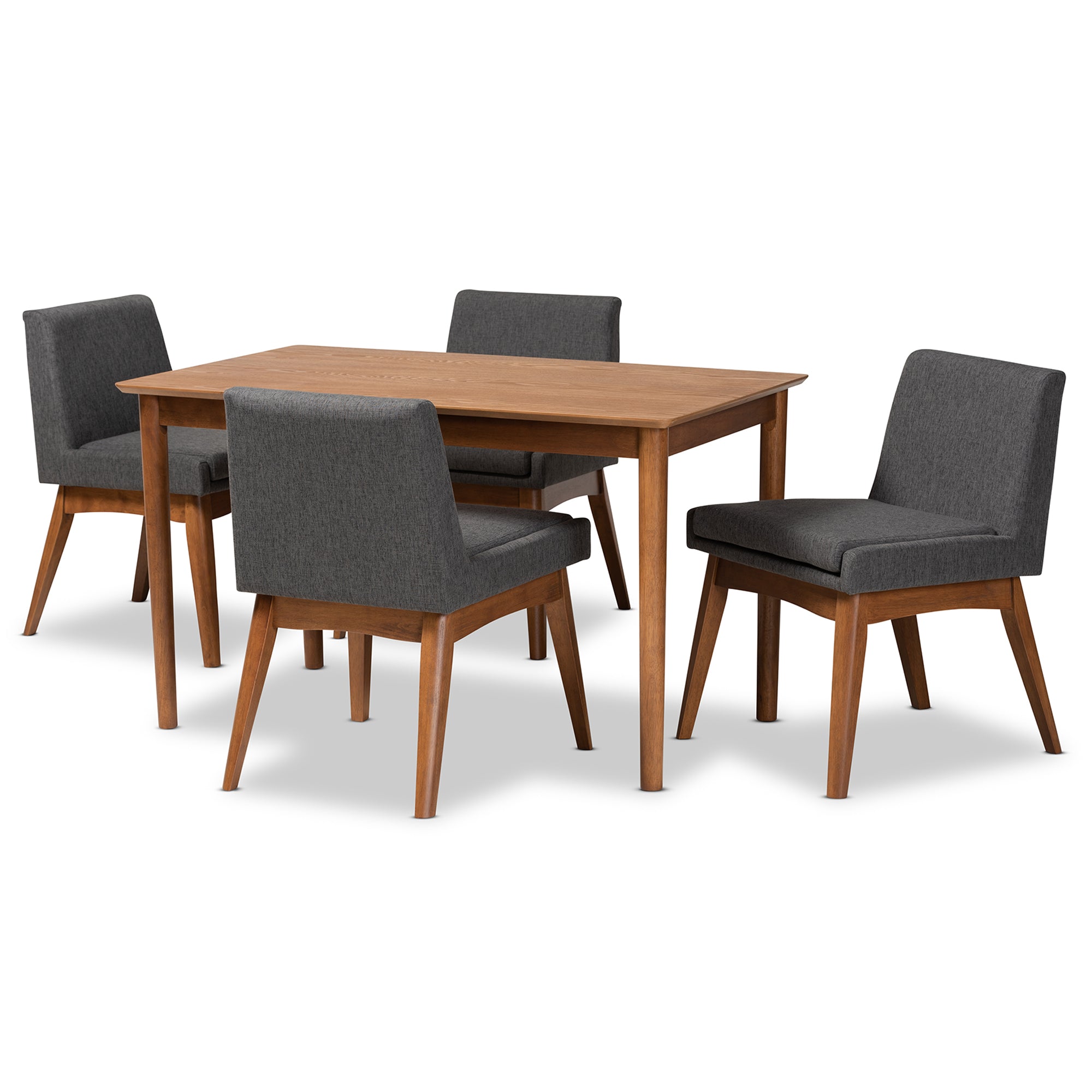 Nexus Mid-Century Modern Fabric Upholstered and Finished Wood 5-Piece Dining Set