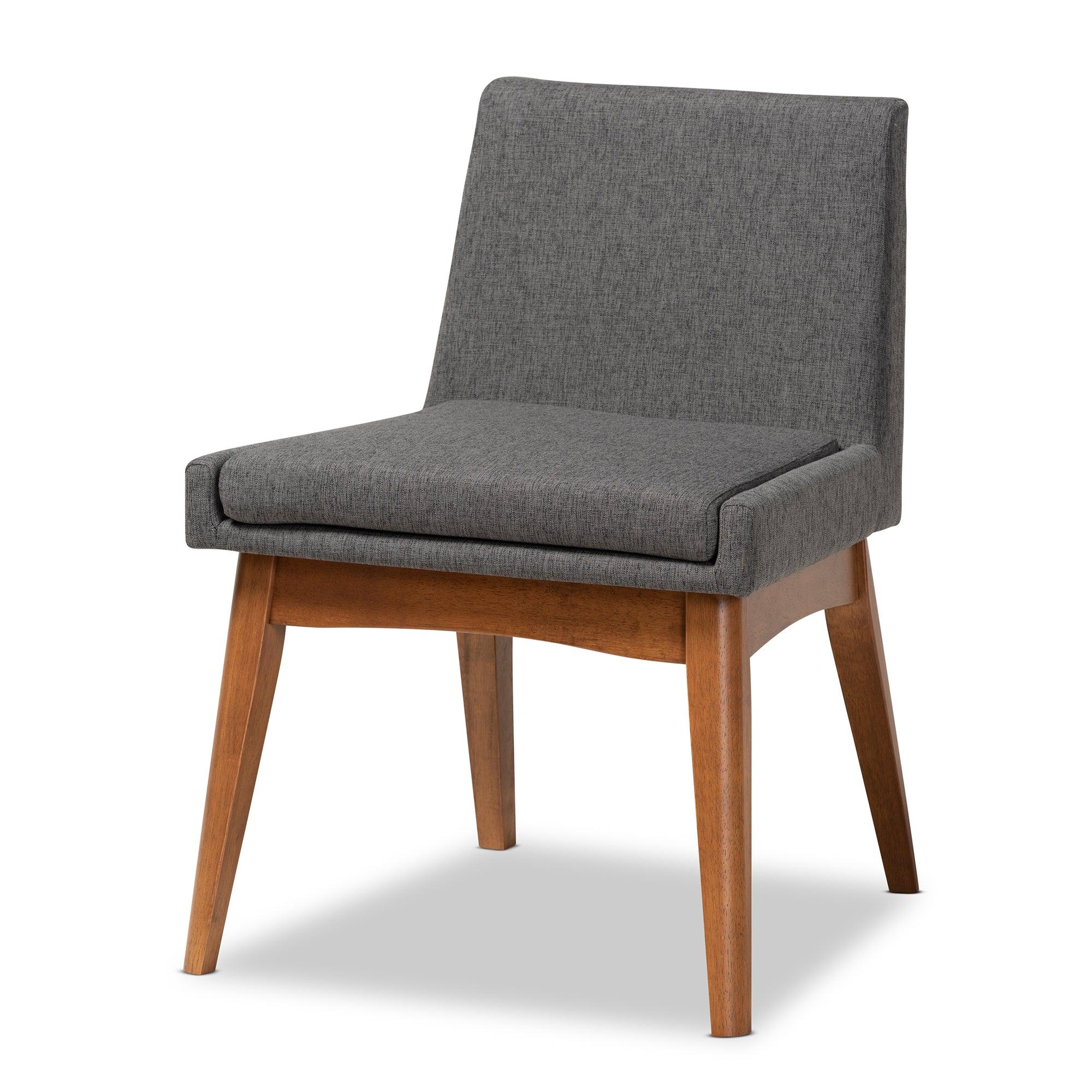 Nexus Mid-Century Modern Dark Fabric Upholstered and Finished Wood 5-Piece Dining Set