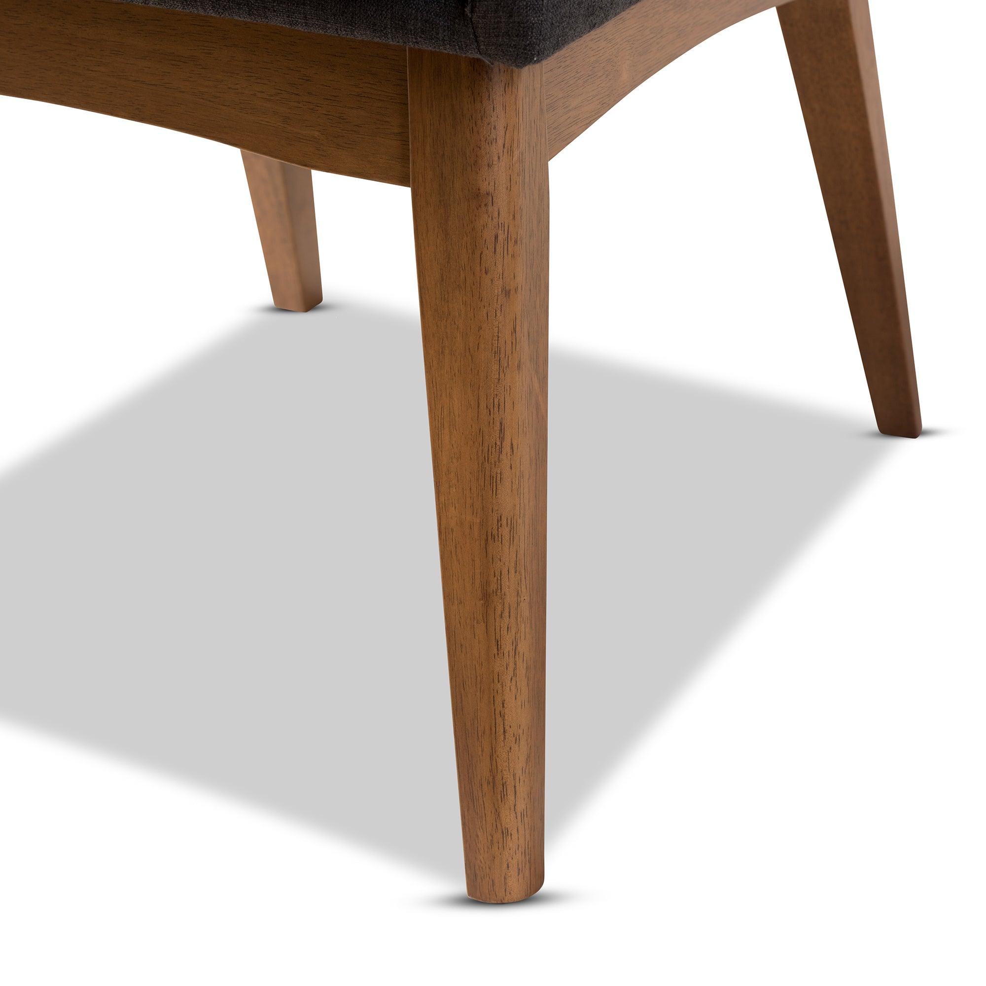 Nexus Mid-Century Modern Dark Fabric Upholstered and Finished Wood 5-Piece Dining Set
