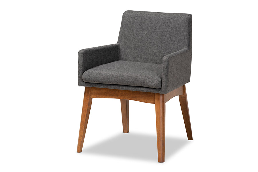 Dorina Mid-Century Modern Fabric Upholstered and Finished Wood 5-Piece Dining Set