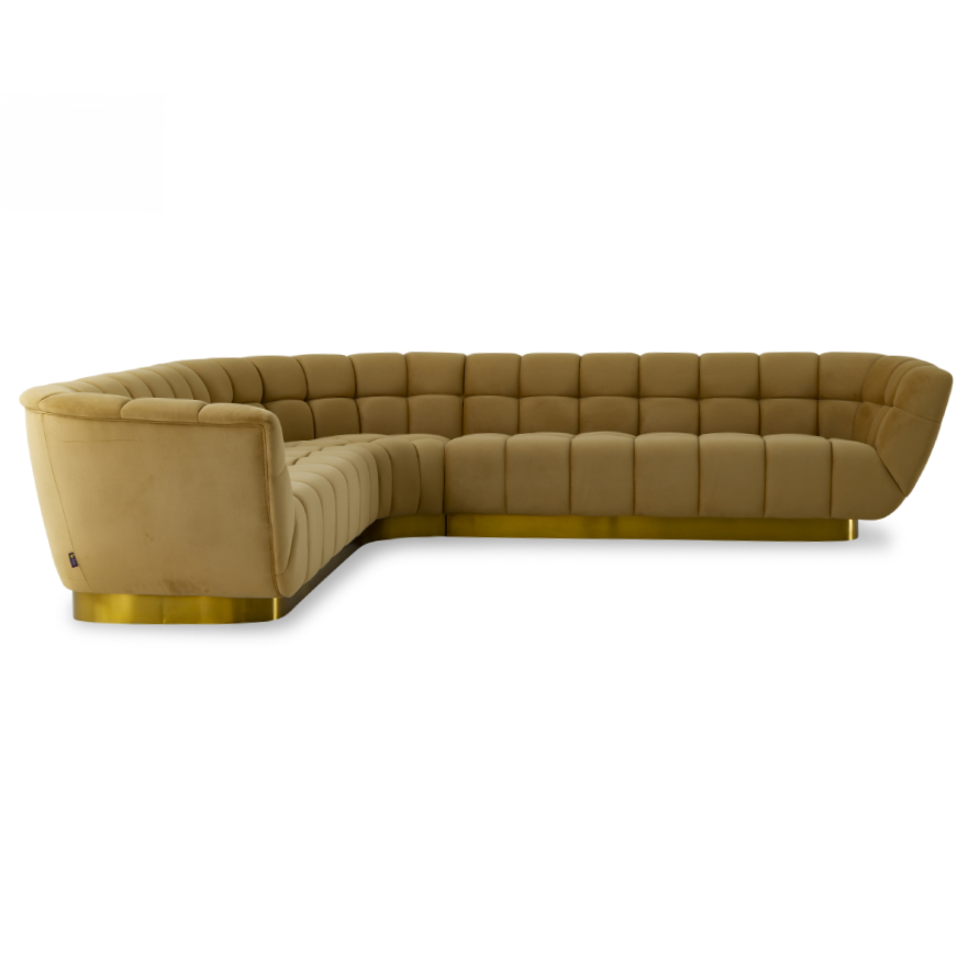Granby Glam Mustard and Fabric Sectional Sofa