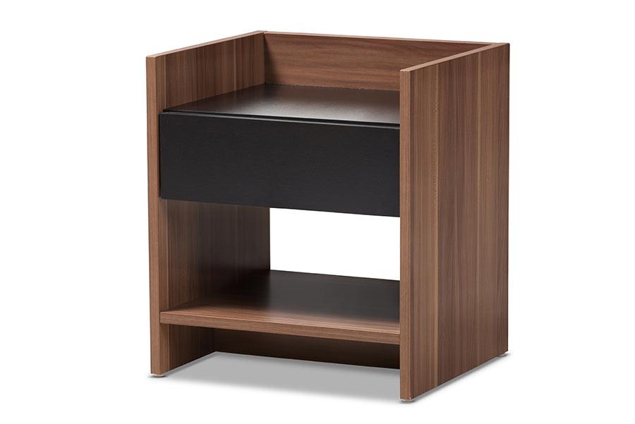 Vanda Modern and Contemporary Two-Tone and Wood 1-Drawer Nightstand
