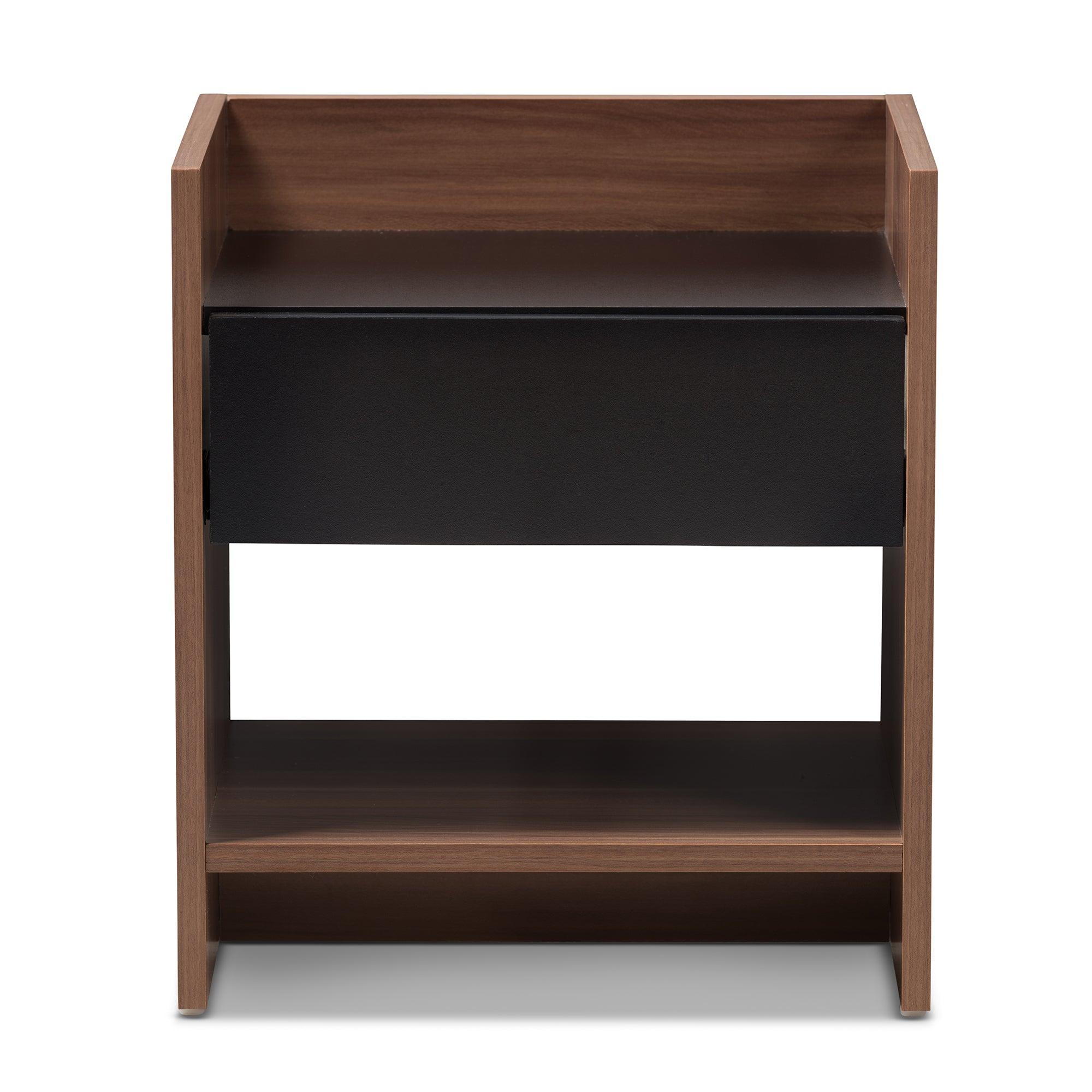 Vanda Modern and Contemporary Two-Tone and Wood 1-Drawer Nightstand