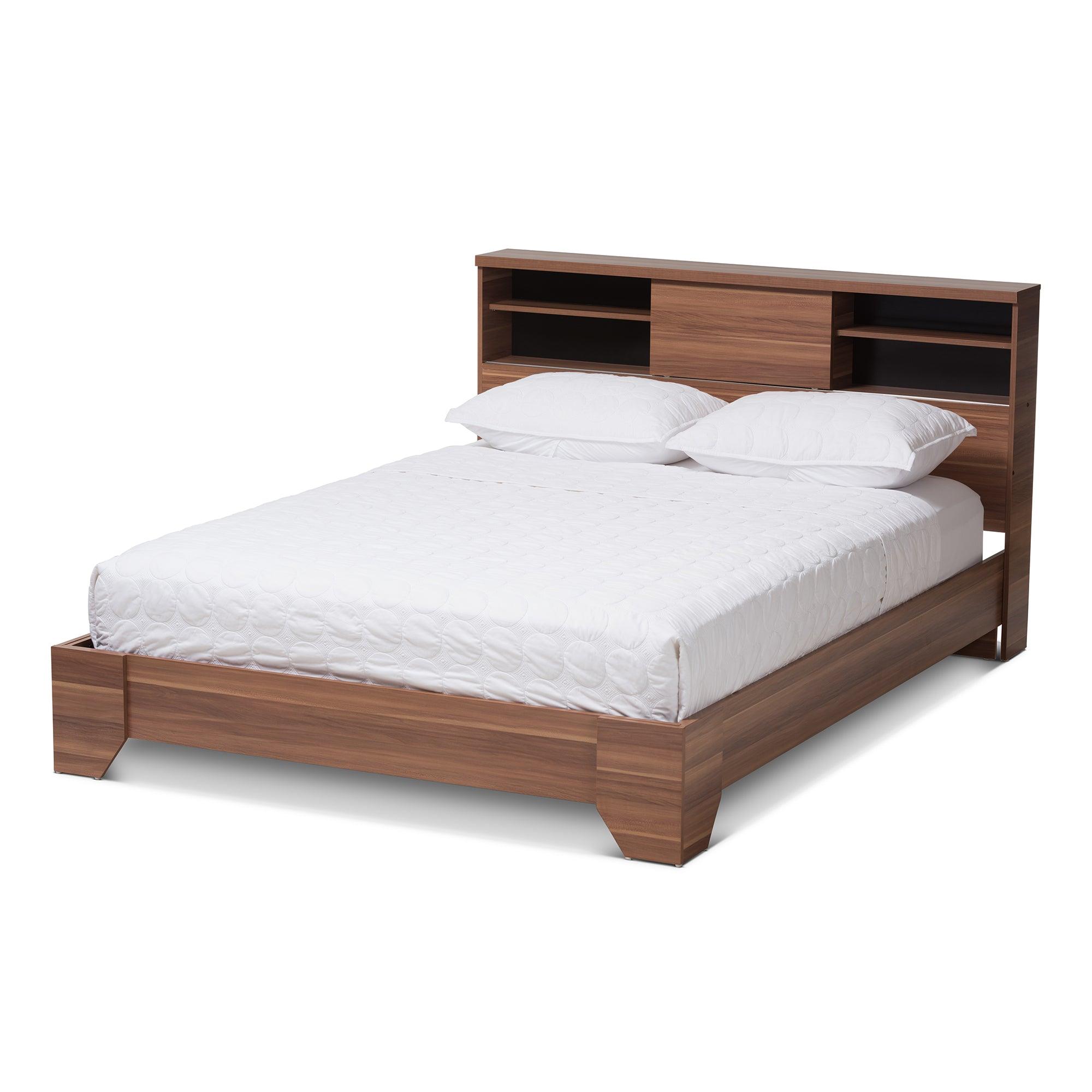 Vanda Modern and Contemporary Two-Tone and Wood Platform Bed