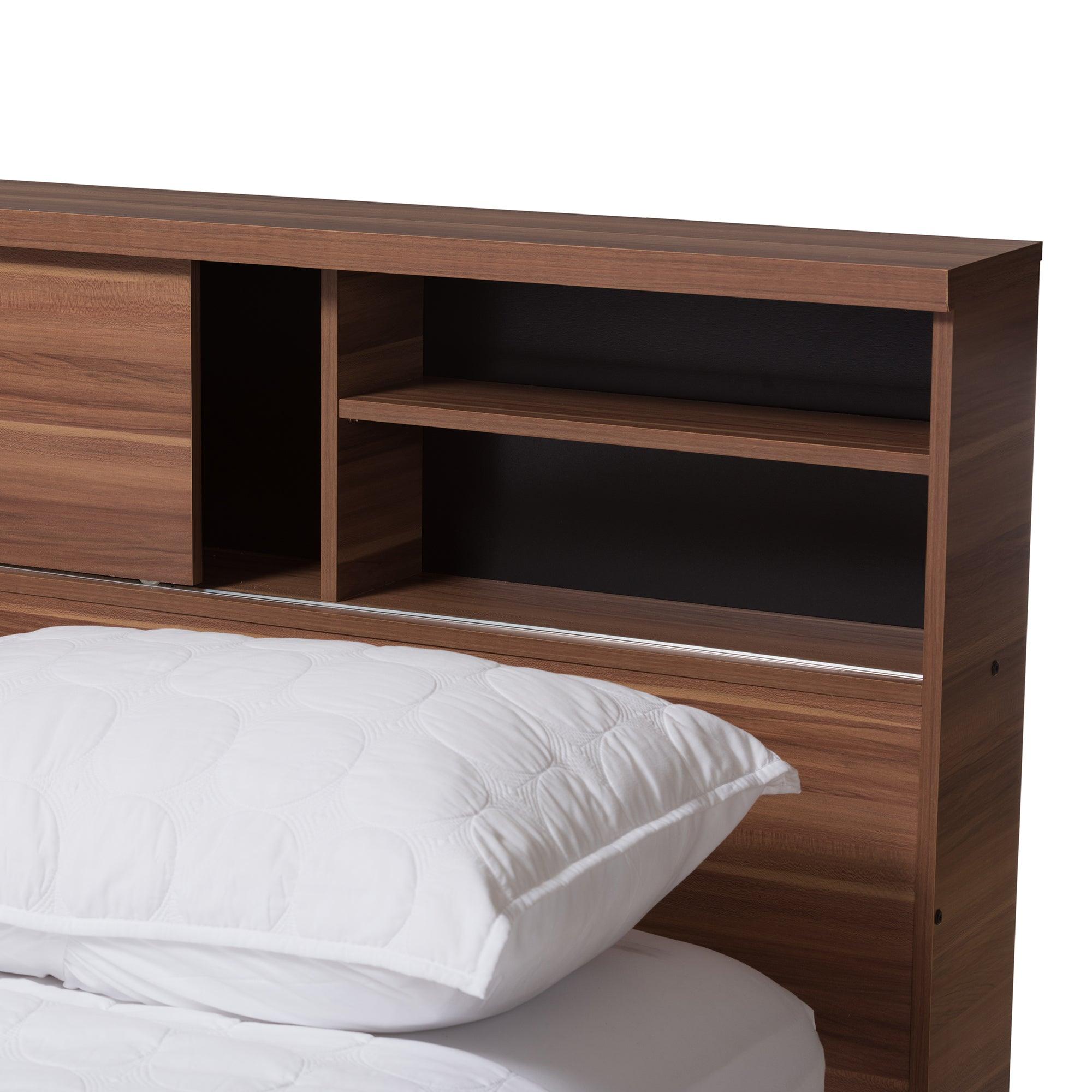 Vanda Modern and Contemporary Two-Tone and Wood Platform Bed