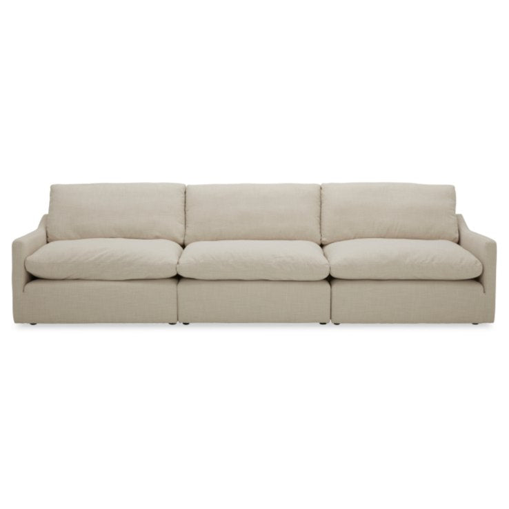 Fedora Modern Fabric Sectional Sofa and Ottoman
