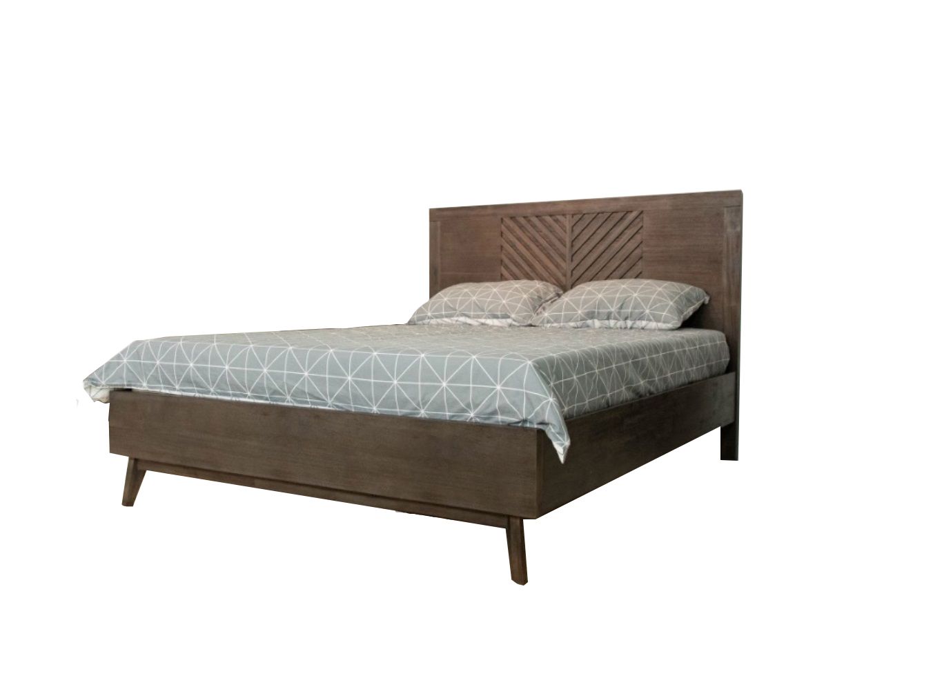 Modrest Daisy Mid-Century Dark Acacia Bed-Bed-VIG-Wall2Wall Furnishings