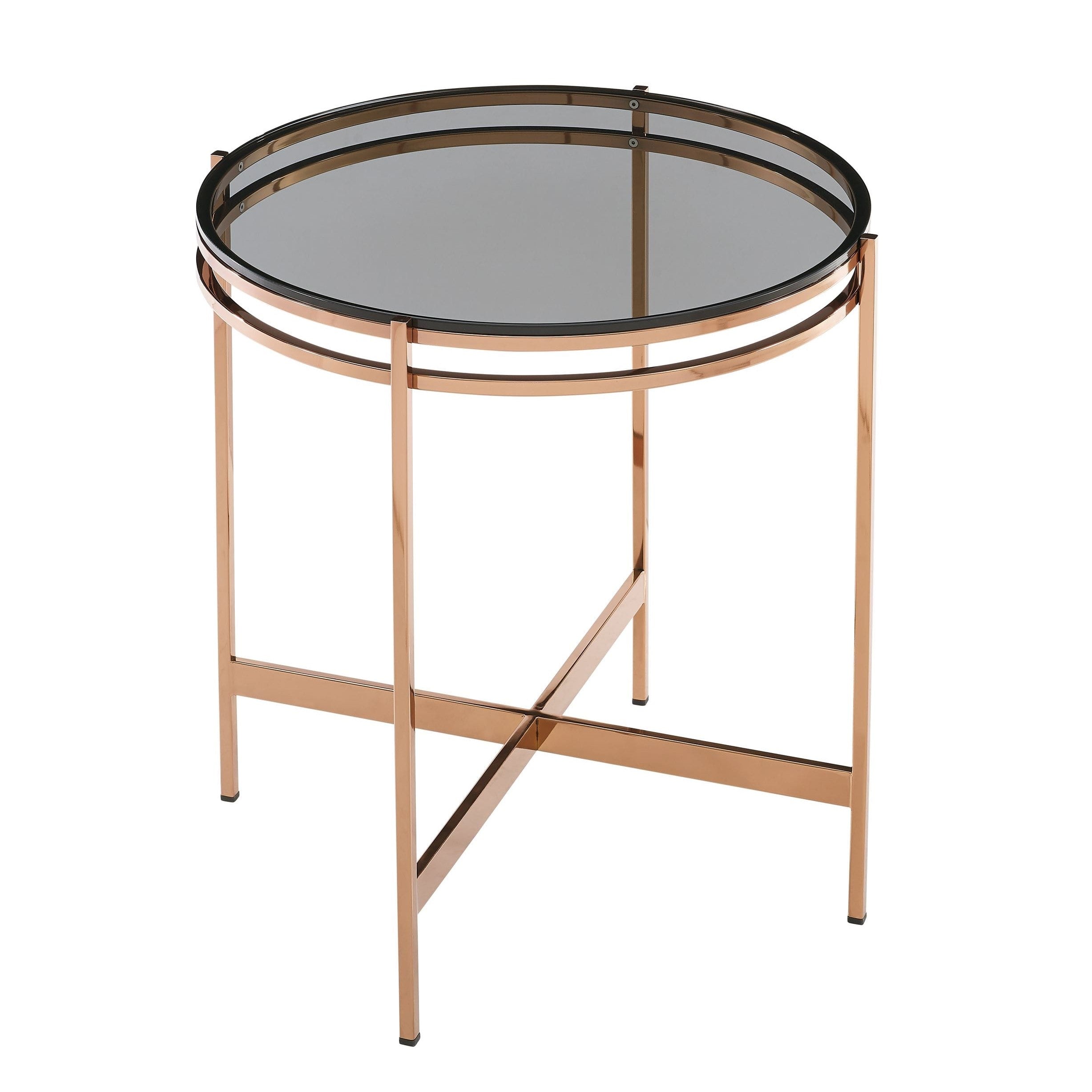 Bradford Modern Glass & Rosegold End Table