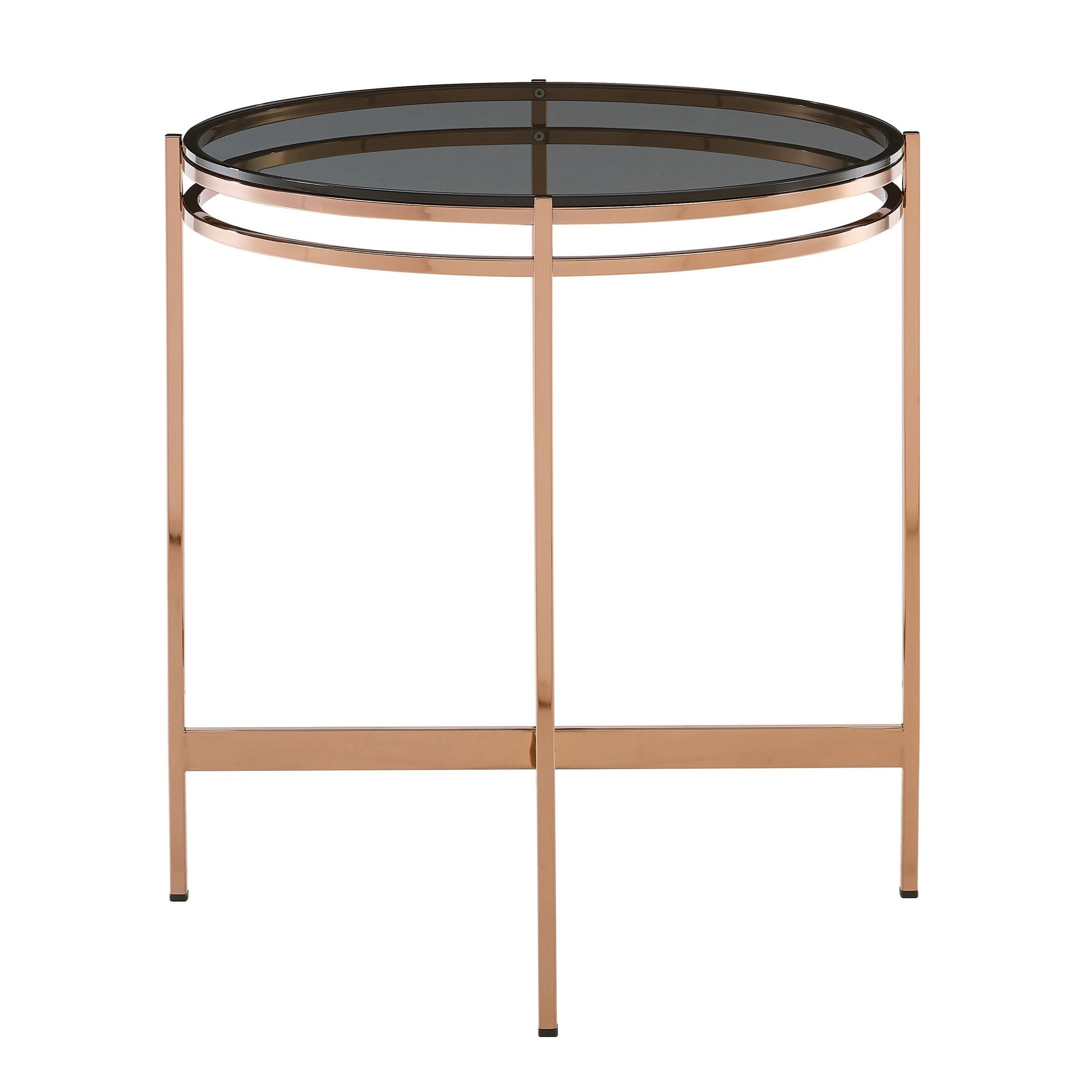 Bradford Modern Glass & Rosegold End Table