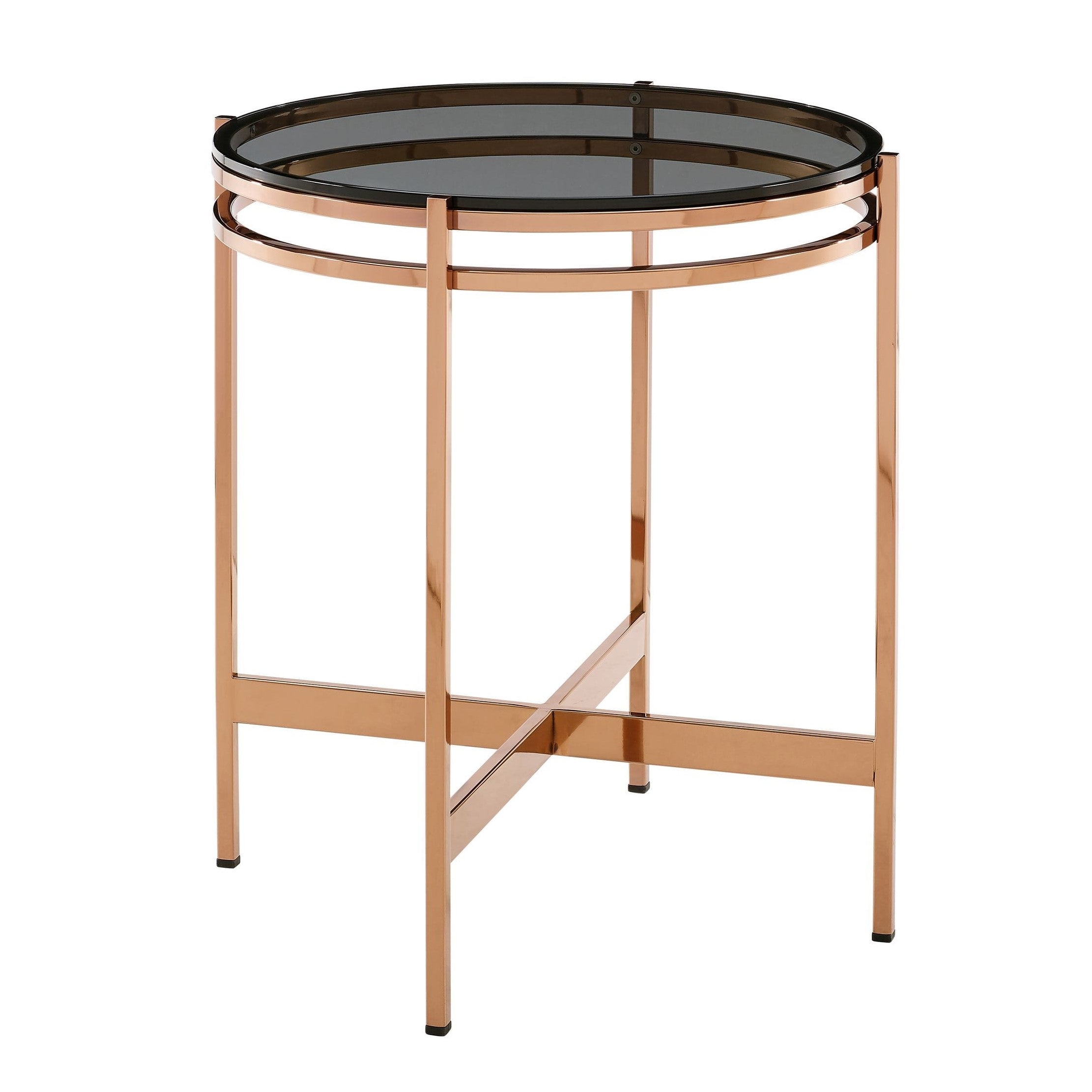 Bradford Modern Glass & Rosegold End Table