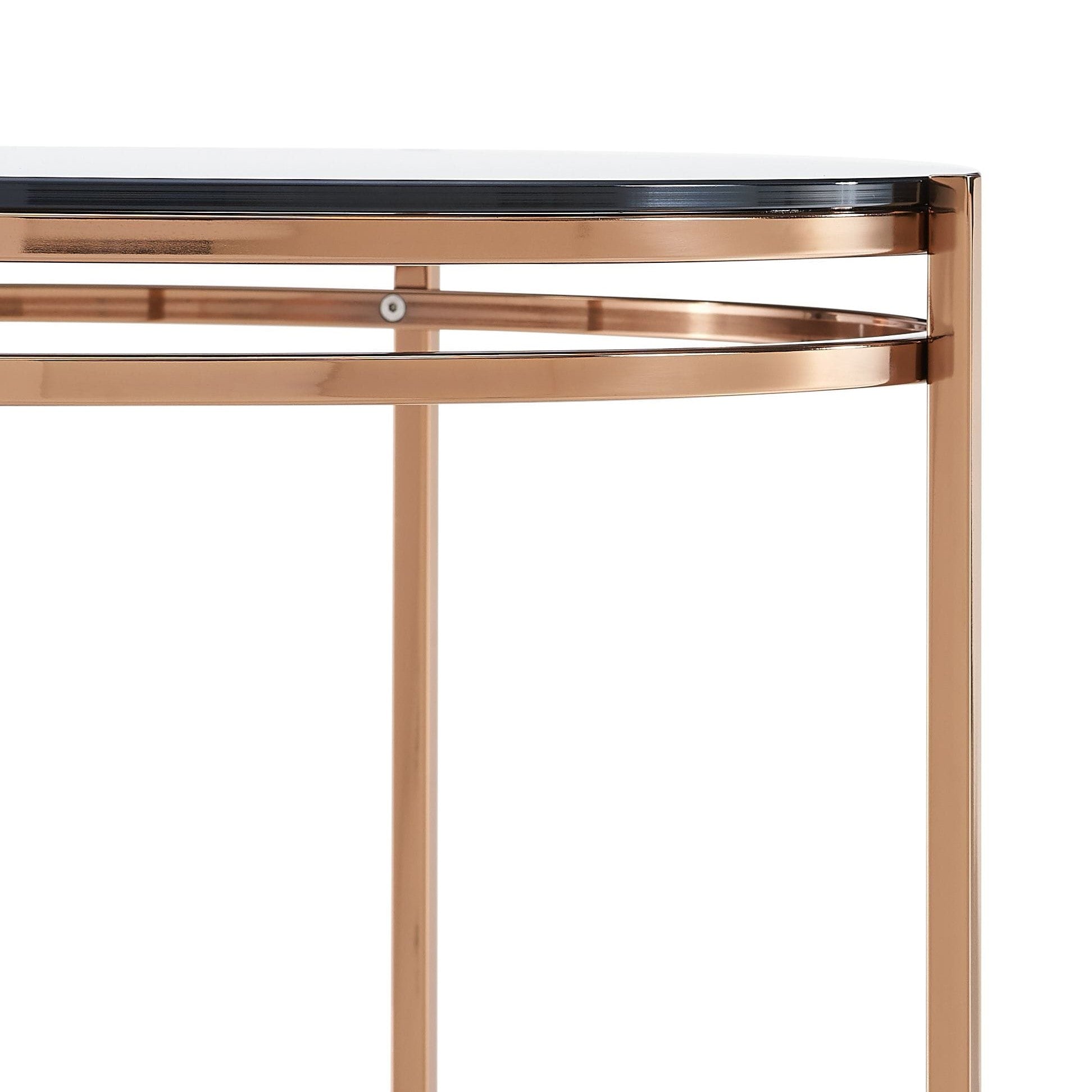 Bradford Modern Glass & Rosegold End Table