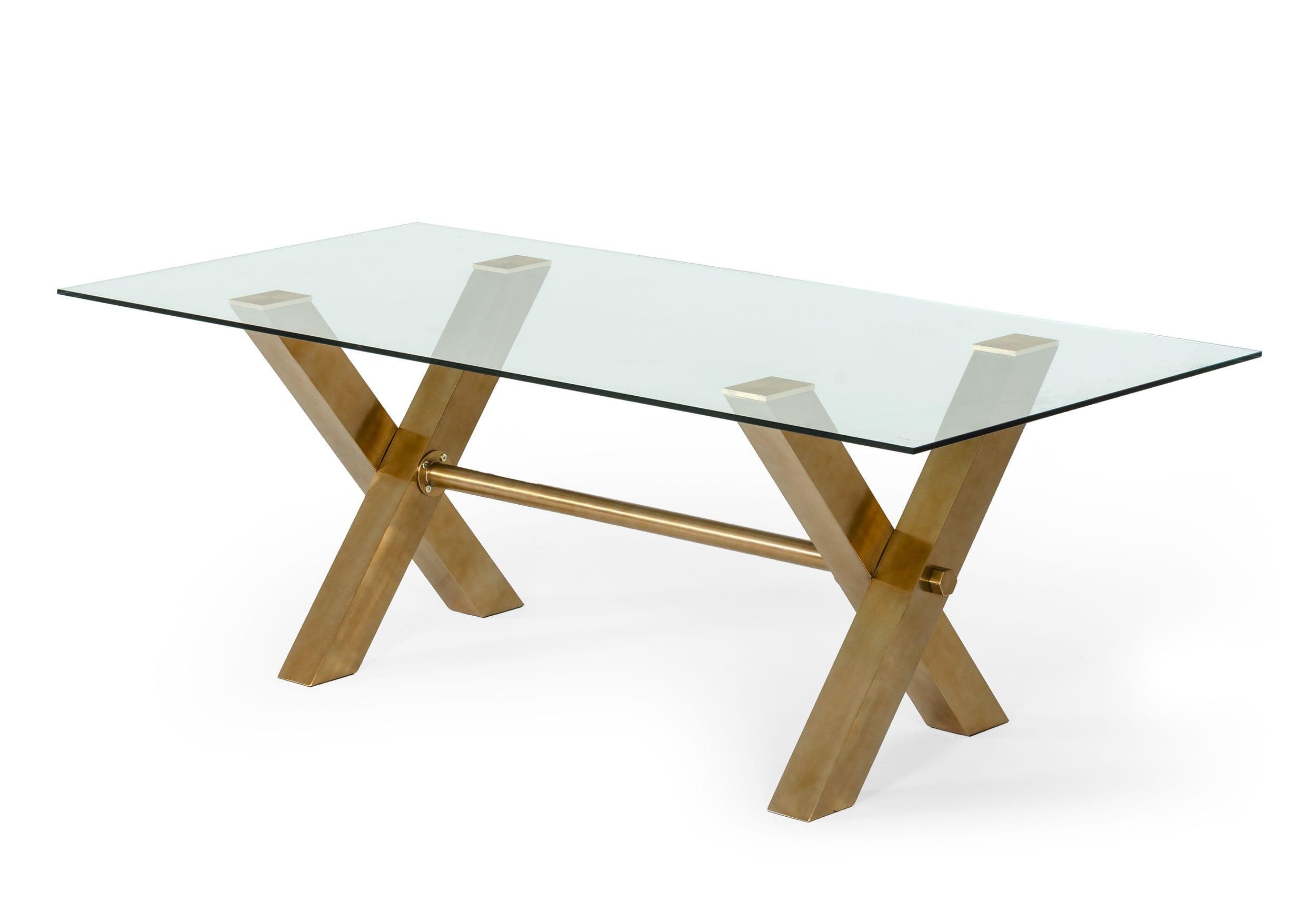 Dandy - Modern Golden and Glass Dining Table