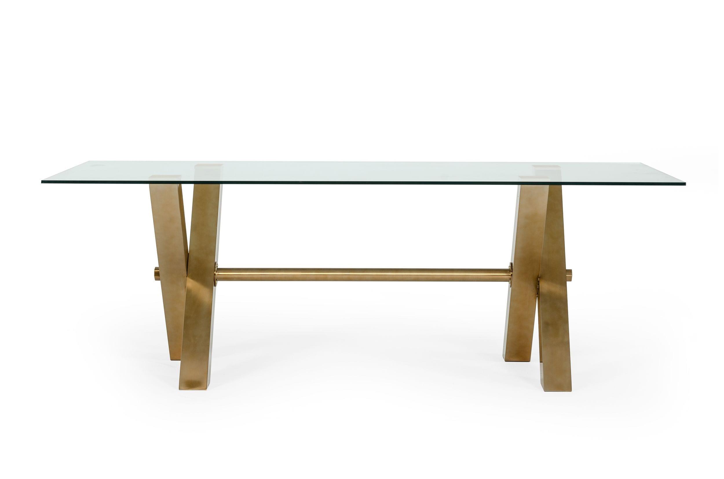 Dandy - Modern Golden and Glass Dining Table