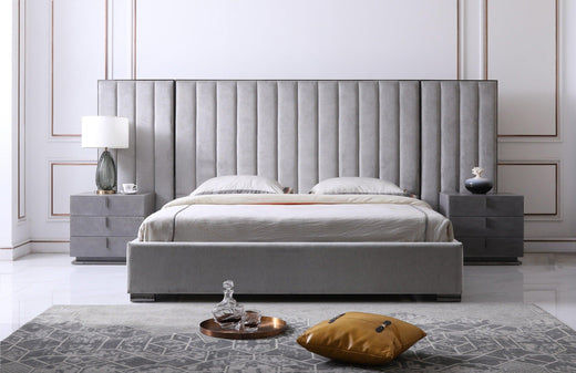 Buckley Modern Stainless Steel Bed w/ Nightstands