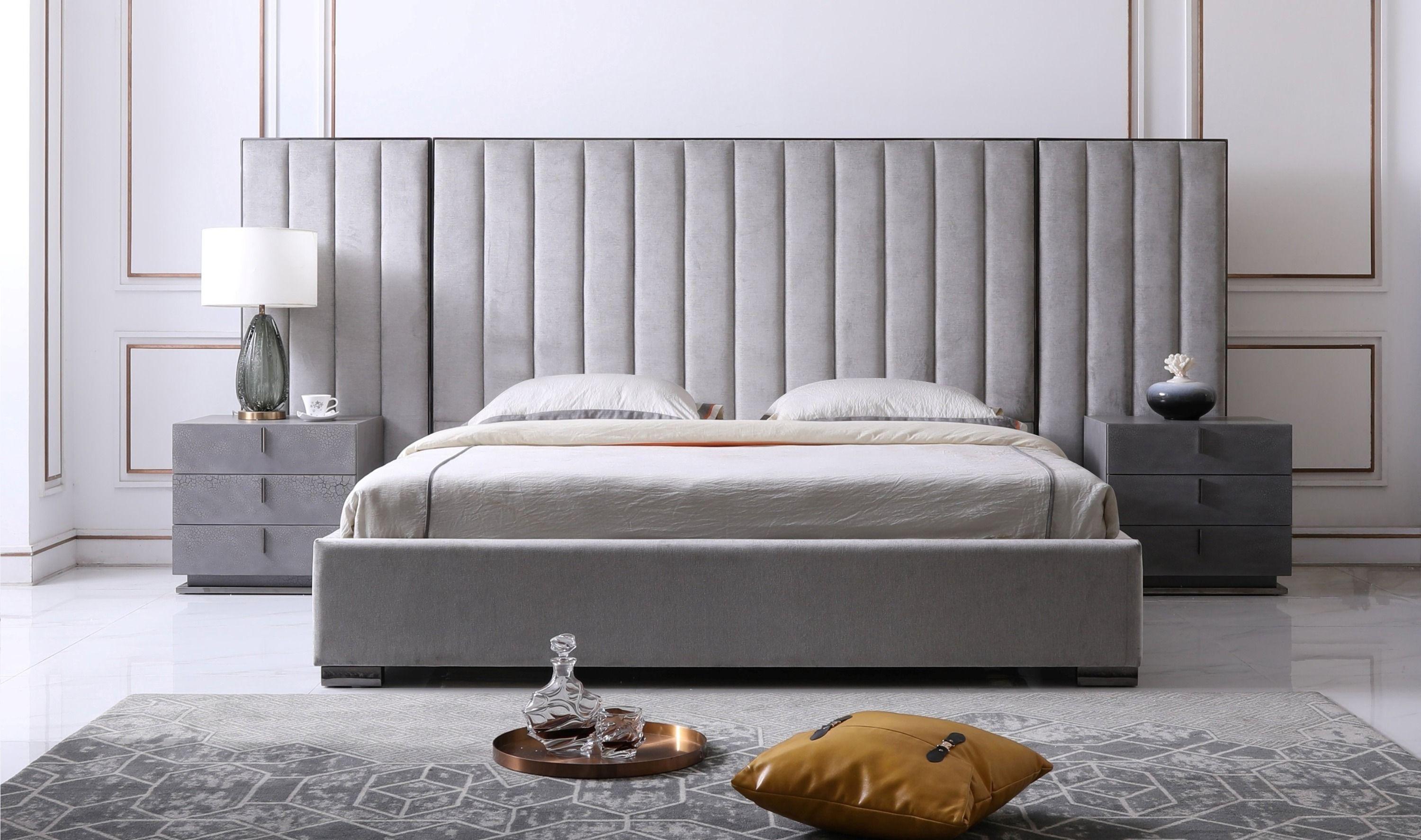 Buckley Modern Stainless Steel Bed w/ Nightstands