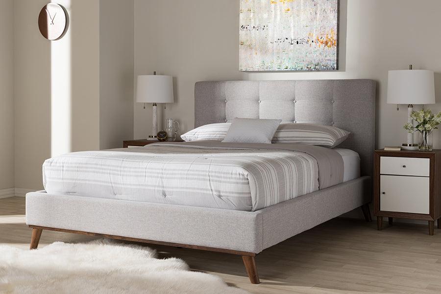 Valencia Mid-Century Modern Fabric Platform Bed
