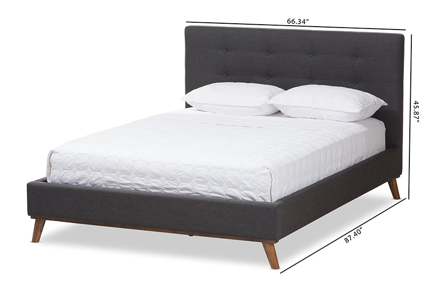 Valencia Mid-Century Modern Fabric Platform Bed