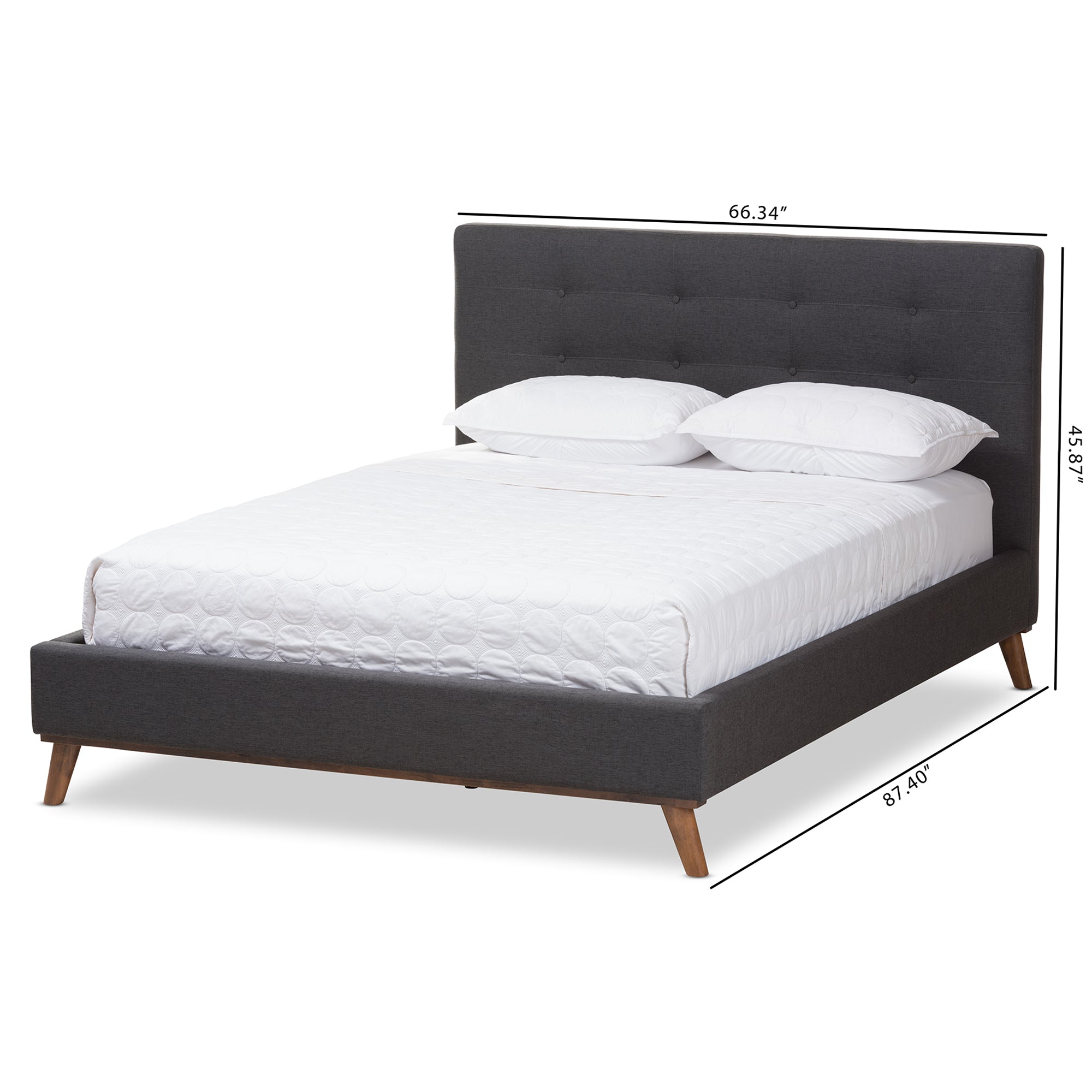Valencia Mid-Century Modern Fabric Platform Bed