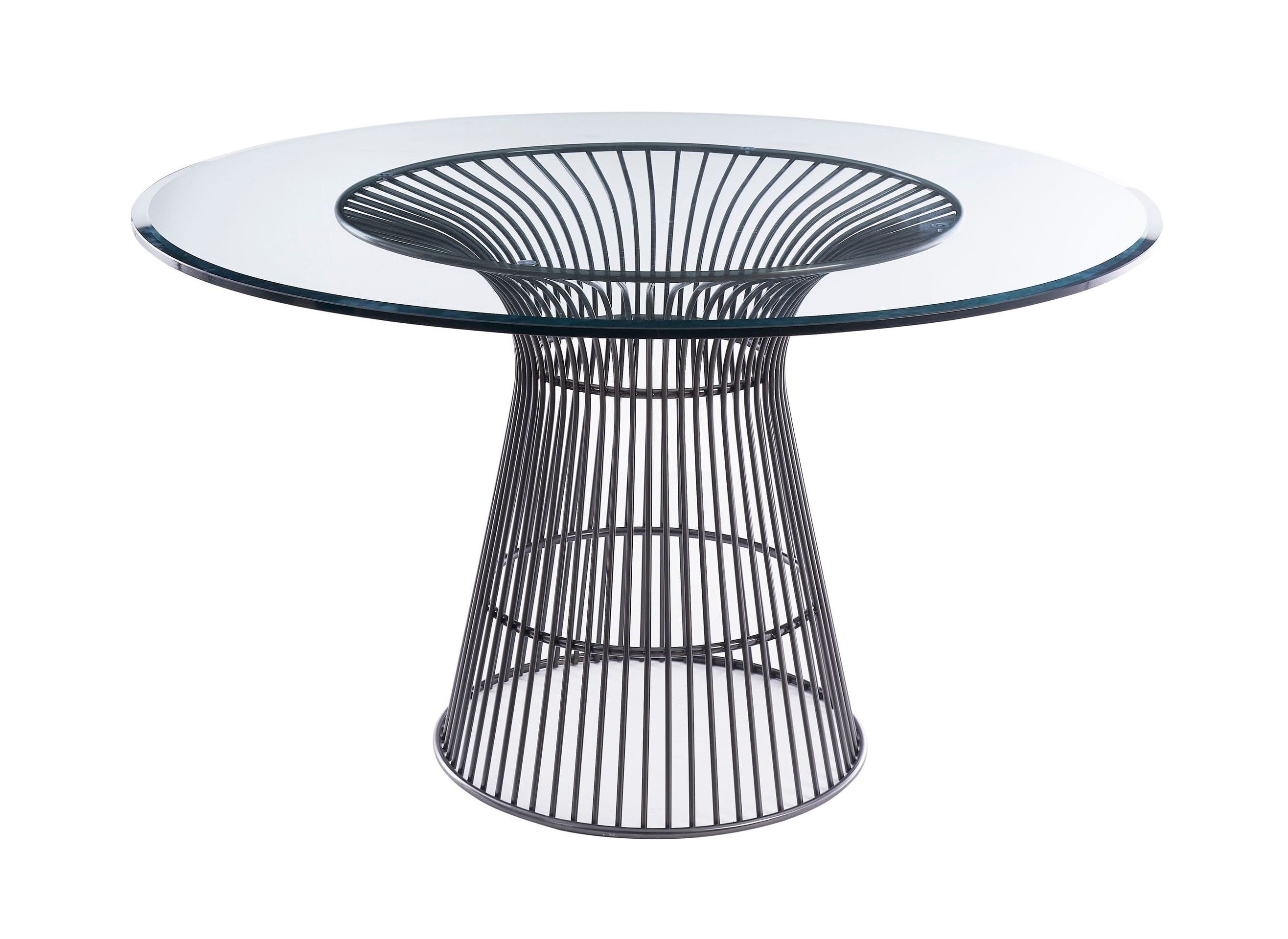 Modrest Chandler Modern Round Glass Stainless Steel Dining Table