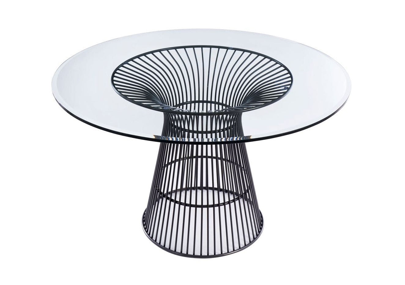 Modrest Chandler Modern Round Glass Stainless Steel Dining Table