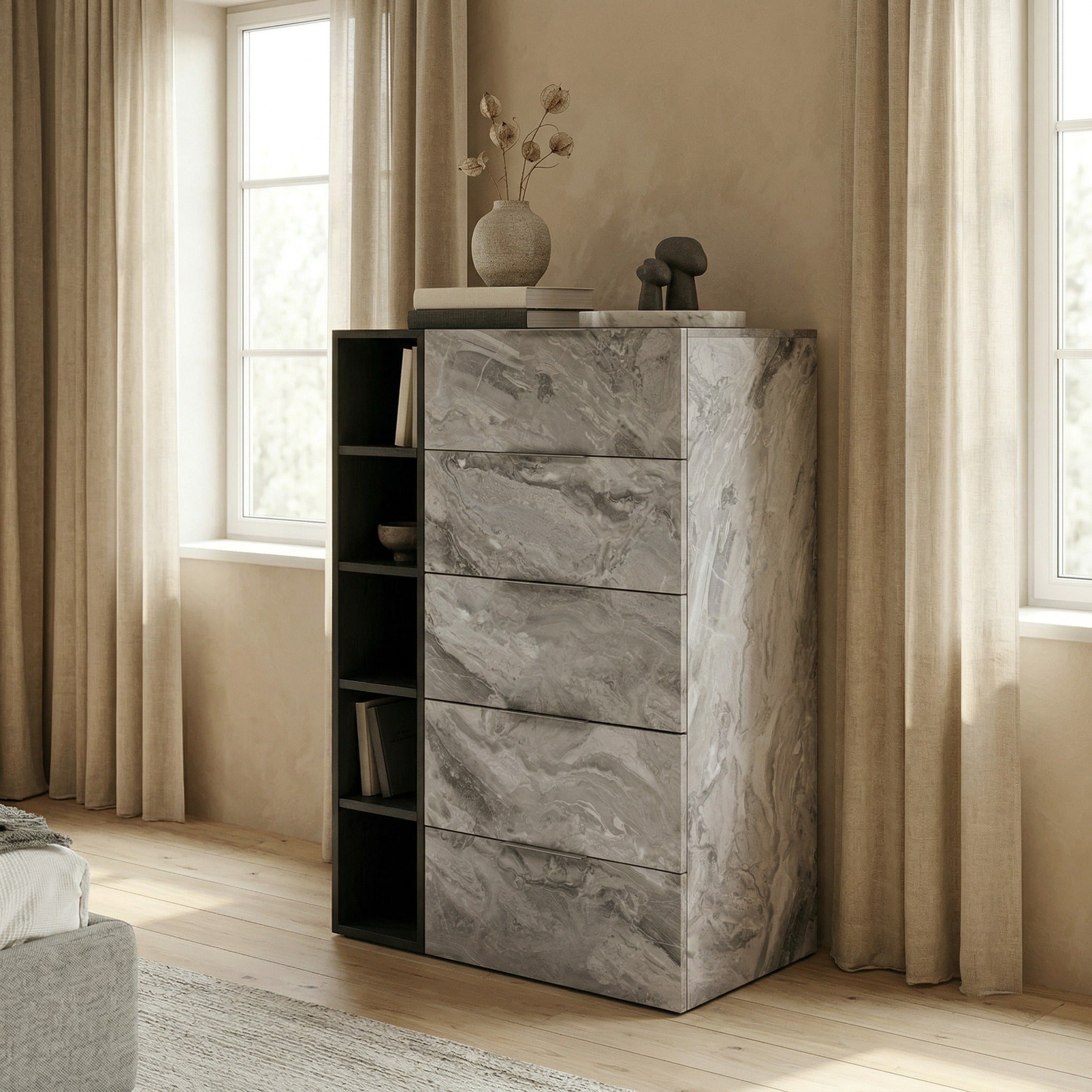 Maranello Modern Wash & Faux Marble Chest