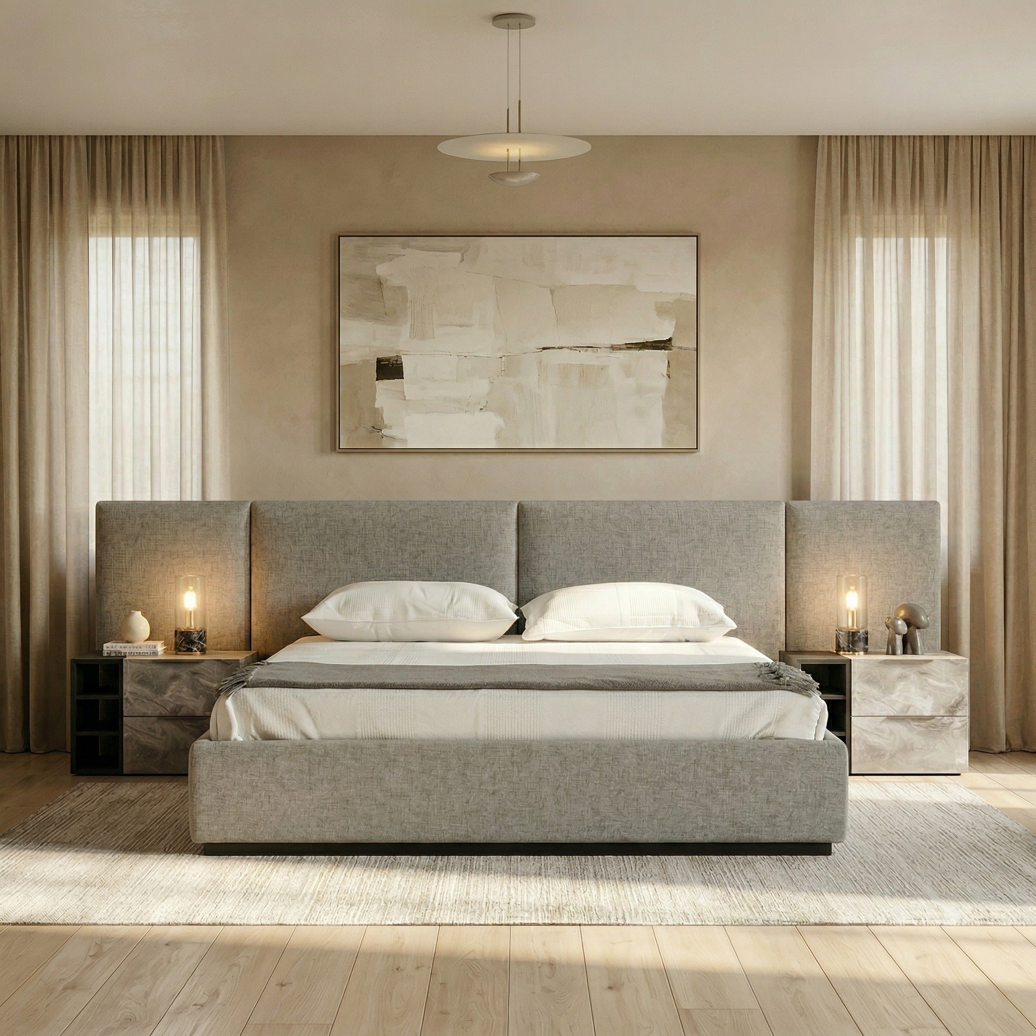 Maranello - Modern Wash and Faux Marble Nightstand