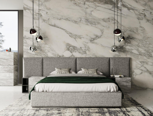 Maranello Modern Fabric Bed w/ Two Nightstands