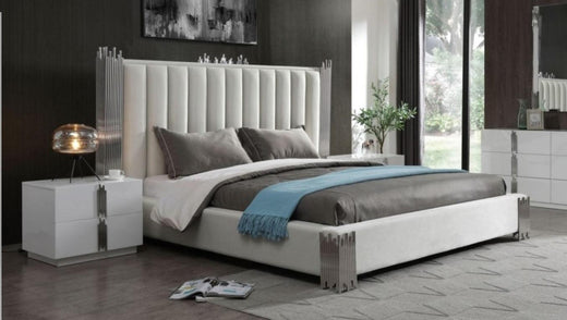 Token Modern Stainless Steel Bed and Nightstands