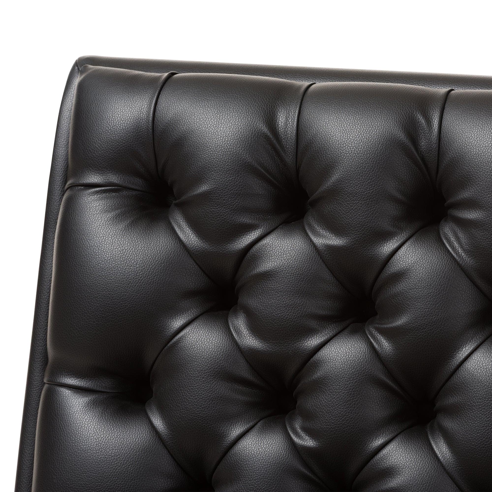 Annetha Mid-Century Modern Faux Leather Upholstered Finished Wood Chair And Ottoman Set