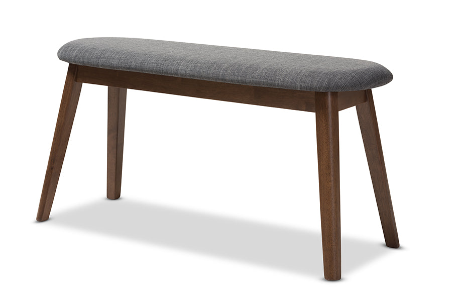 Easton Mid-Century Modern Fabric Upholstered Finished Wood Bench