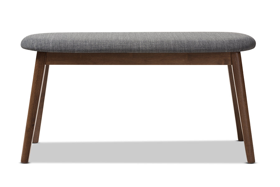 Easton Mid-Century Modern Fabric Upholstered Finished Wood Bench