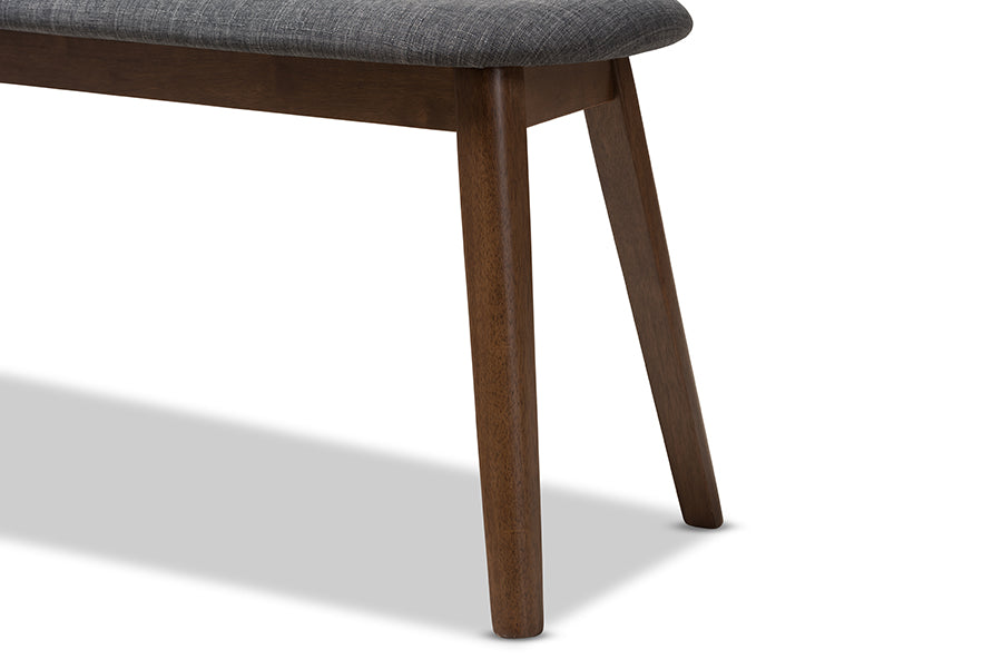 Easton Mid-Century Modern Fabric Upholstered Finished Wood Bench