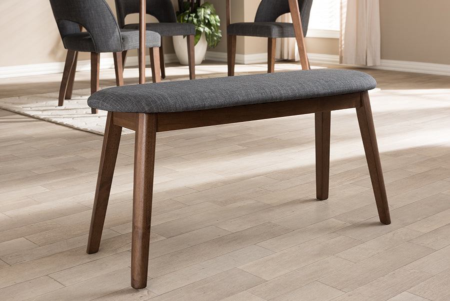 Easton Mid-Century Modern Fabric Upholstered Finished Wood Bench
