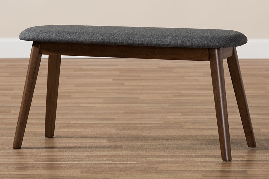 Easton Mid-Century Modern Fabric Upholstered Finished Wood Bench