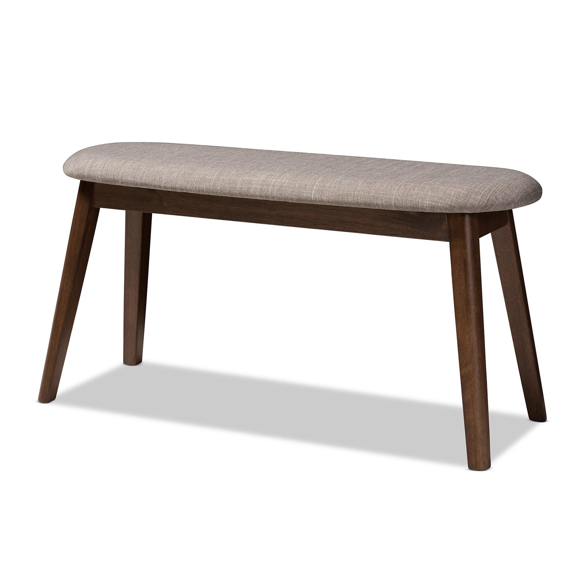 Easton Mid-Century Modern Light Fabric Upholstered Finished Wood Bench
