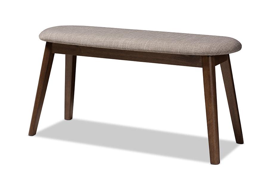 Easton Mid-Century Modern Light Fabric Upholstered Finished Wood Bench