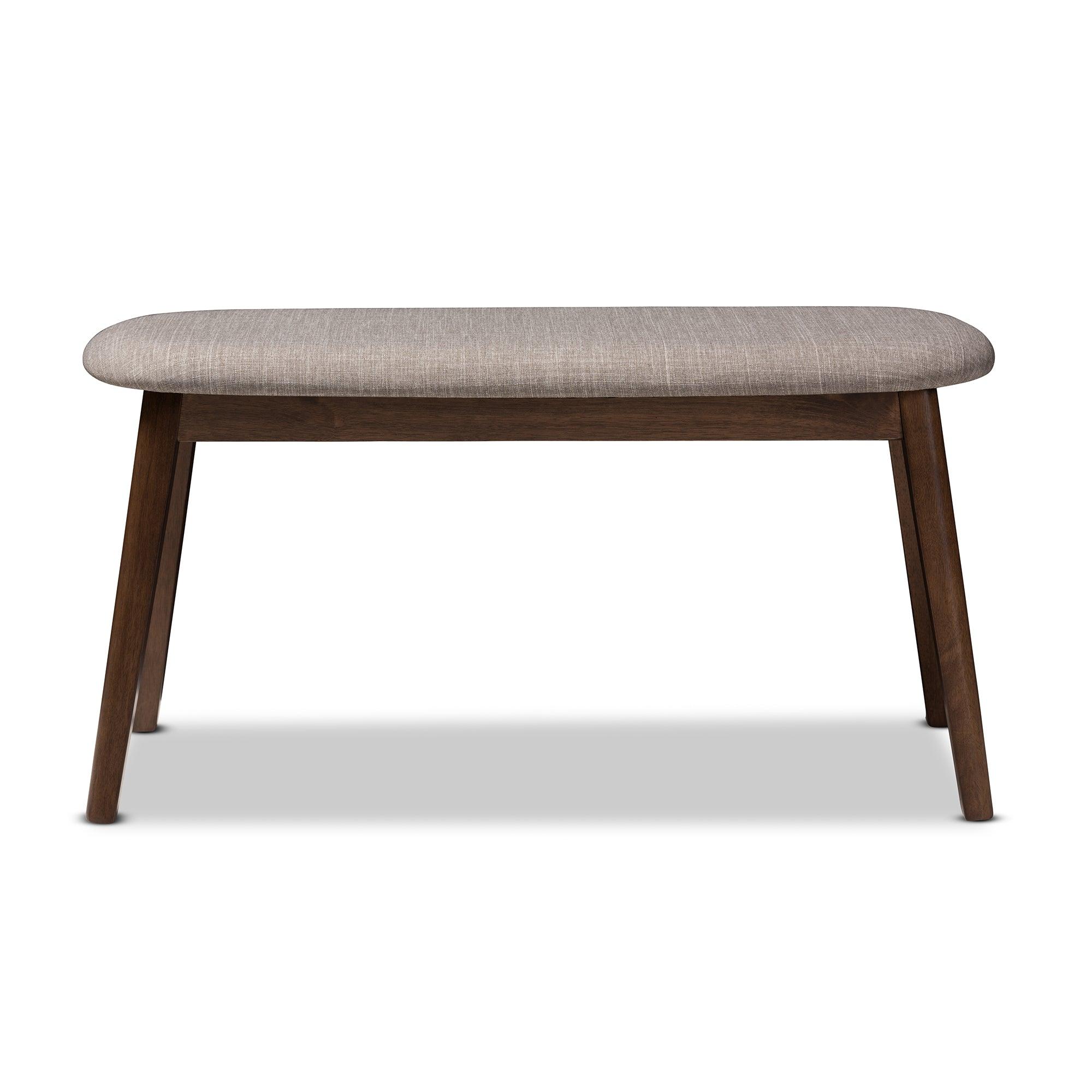 Easton Mid-Century Modern Light Fabric Upholstered Finished Wood Bench